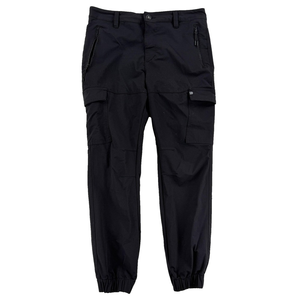 Fried Denim Pants Mens 32x30 Black Nylon Cargo Jogger Stretch Zip Pockets Casual